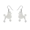 Poodle Ripple Hook Drop Earrings - White