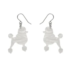 Poodle Ripple Hook Drop Earrings - White