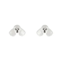 Poodle Ripple Stud Earrings - White