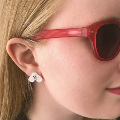 Poodle Ripple Stud Earrings - White