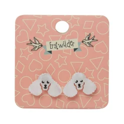 Poodle Ripple Stud Earrings - White