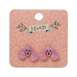 Poodle Ripple Stud Earrings - Pink
