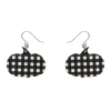 Pumpkin Gingham Drop Earrings - Black