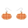 Pumpkin Gingham Drop Earrings - Orange