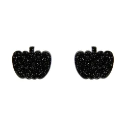 Pumpkin Glitter Resin Stud Earrings - Black