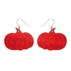 Pumpkin Magic Mirror Drop Earrings - Red