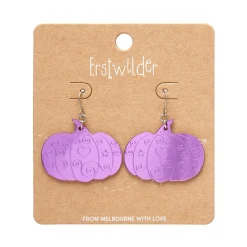 Pumpkin Magic Mirror Drop Earrings - Purple