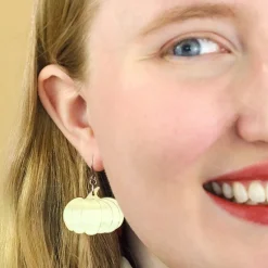 Pumpkin Mirror Drop Earrings - Gold