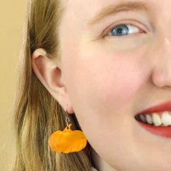Pumpkin Mirror Drop Earrings - Orange