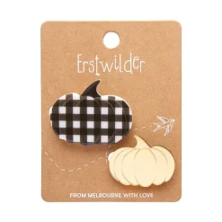 Pumpkin Patch Mini Brooch Set - Gold & Black Gingham