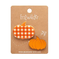 Pumpkin Patch Mini Brooch Set - Orange & Orange Gingham