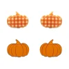 Pumpkin Patch Stud Earrings Set - Orange & Orange Gingham