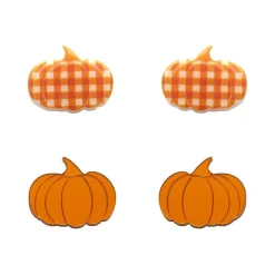 Pumpkin Patch Stud Earrings Set - Orange & Orange Gingham