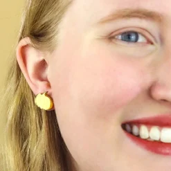 Pumpkin Patch Stud Earrings Set - Gold & Black Gingham