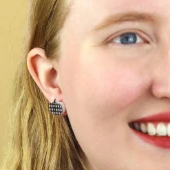 Pumpkin Patch Stud Earrings Set - Gold & Black Gingham