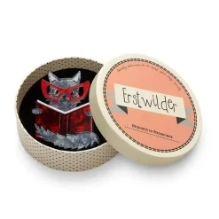 Puss In Books Brooch
