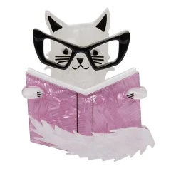 Puss In Books Brooch