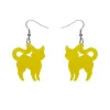 Pussy Cat Bubble Resin Drop Earrings - Yellow