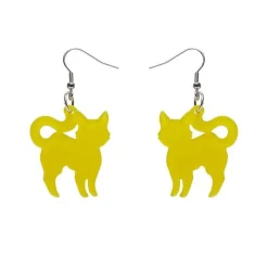 Pussy Cat Bubble Resin Drop Earrings - Yellow
