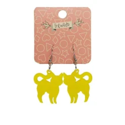 Pussy Cat Bubble Resin Drop Earrings - Yellow