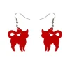 Pussy Cat Bubble Resin Drop Earrings - Red