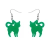 Pussy Cat Bubble Resin Drop Earrings - Green