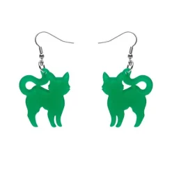 Pussy Cat Bubble Resin Drop Earrings - Green