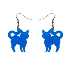 Pussy Cat Bubble Resin Drop Earrings - Blue