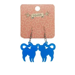 Pussy Cat Bubble Resin Drop Earrings - Blue