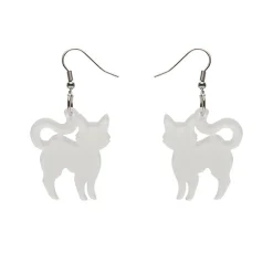 Pussy Cat Bubble Resin Drop Earrings - White