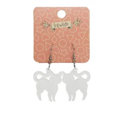 Pussy Cat Bubble Resin Drop Earrings - White