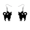 Pussy Cat Solid Resin Drop Earrings - Black