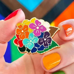 Rainbow Heartfelt Hydrangea Enamel Pin