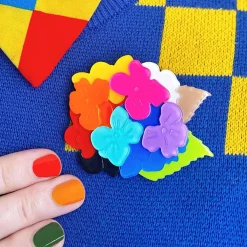 Rainbow Heartfelt Hydrangea Brooch
