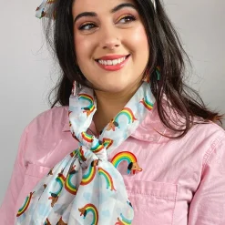 Rainbow Ruff Neck Scarf White