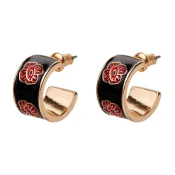 Remembrance Poppy Enamel Huggie Earrings