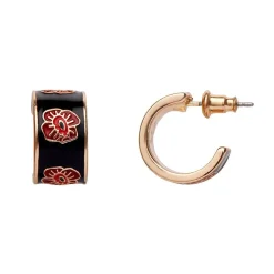 Remembrance Poppy Enamel Huggie Earrings