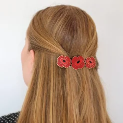 Remembrance Poppy Enamel Hair Barrette