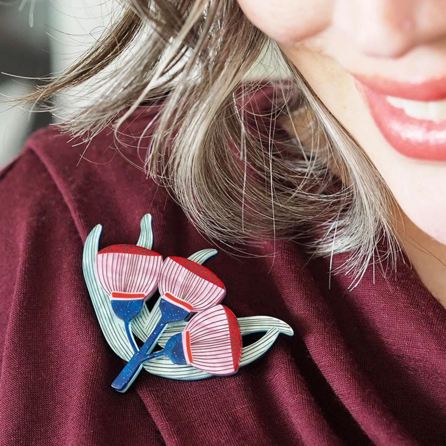 Ruby Red-Flowering Gum Brooch