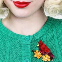 Ruby The Red Cardinal Brooch
