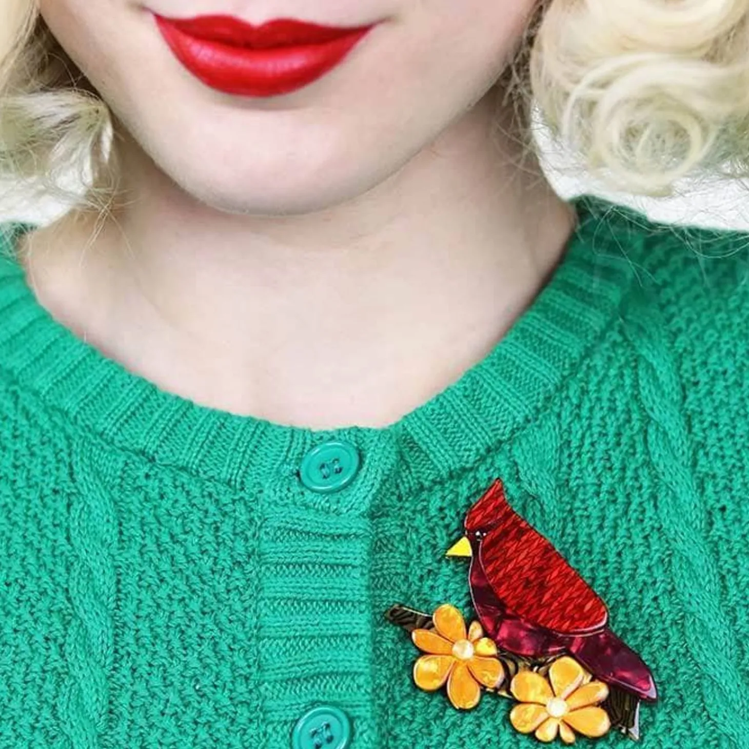 Ruby The Red Cardinal Brooch
