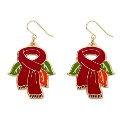 Scarf Souvenir Enamel Drop Earrings