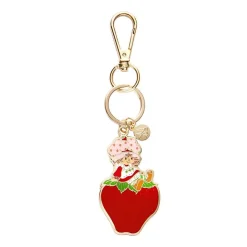 Sitting On A Strawberry Enamel Key Ring