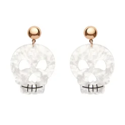 Skull Ripple Statement Earrings - White