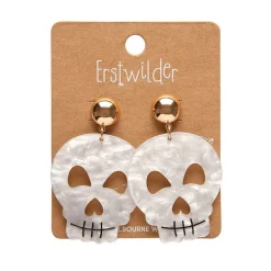 Skull Ripple Statement Earrings - White