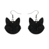 Solid Cat Head Ripple Resin Drop Earrings - Black