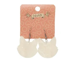 Solid Cat Head Ripple Resin Drop Earrings - White