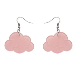 Solid Cloud Glitter Resin Drop Earrings - Pink