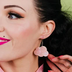 Solid Cloud Solid Glitter Resin Drop Earrings - Pink