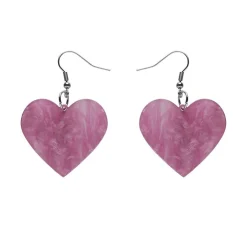 Solid Heart Ripple Resin Drop Earrings - Mauve
